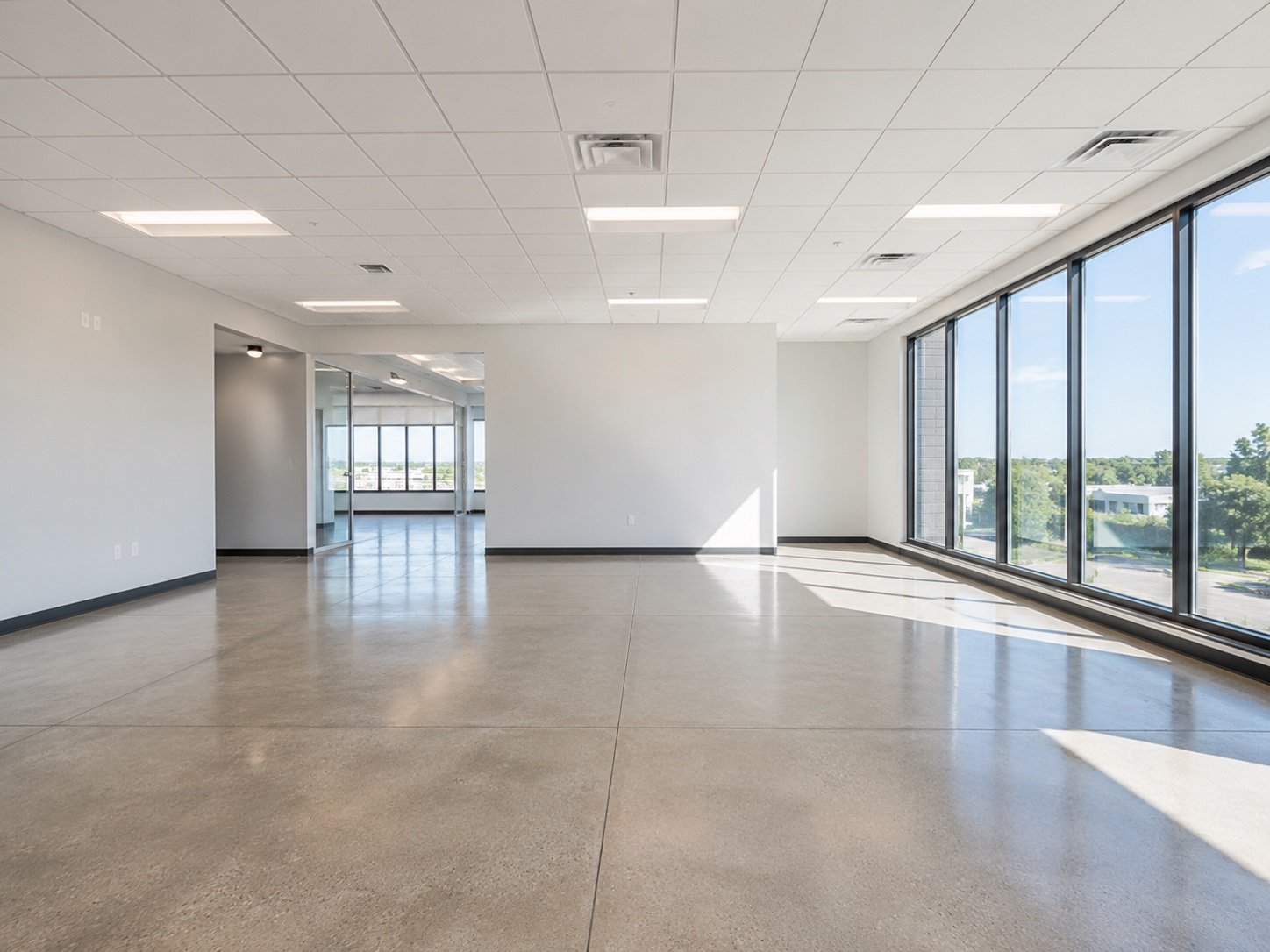Clean commercial space after post-construction final cleaning
